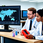 **

A diverse group of scientists collaborating in a modern lab filled with advanced biotechnology equipment. Data visualizations and AI interfaces highlight their work. The focus is on synthetic biology research, with elements representing government grants, private funding, and venture capital.  A sense of optimistic innovation and global impact.

**