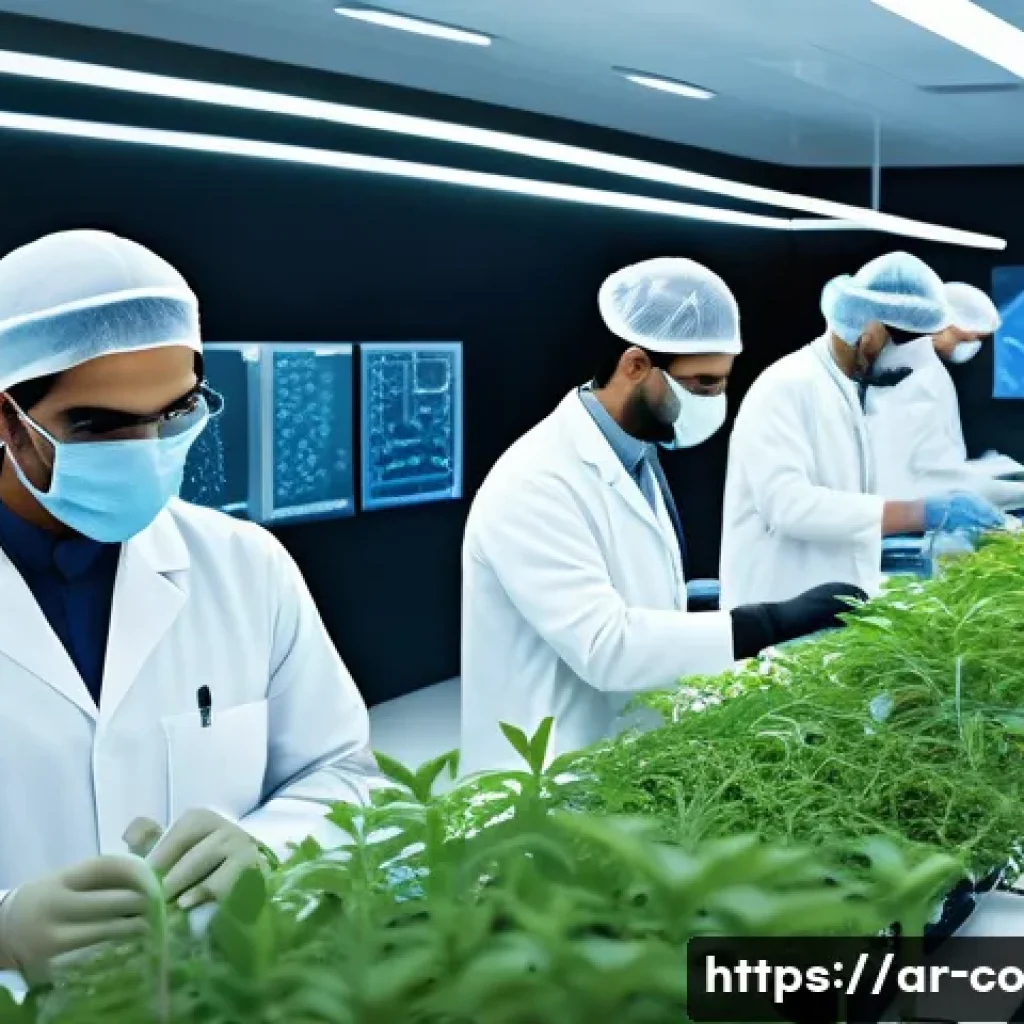 합성생물학의 상업적 성공 전략 - A modern biotechnology laboratory scene set in the Middle East, featuring diverse Arab scientists we...