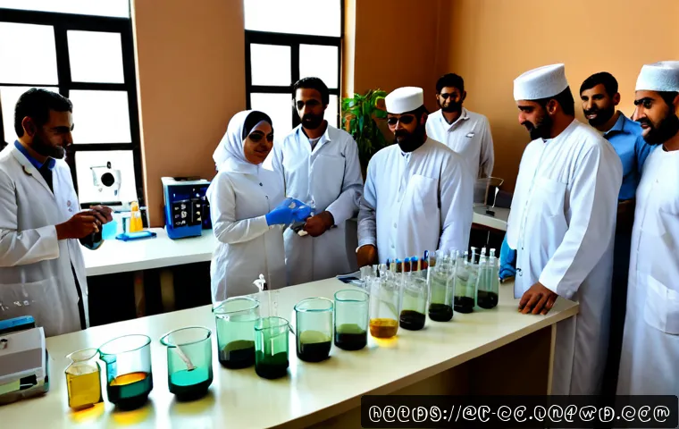 합성생물학의 커뮤니티와 협력 연구 사례 - Photorealistic collaborative synthetic biology research meeting in a modern Middle Eastern universit...